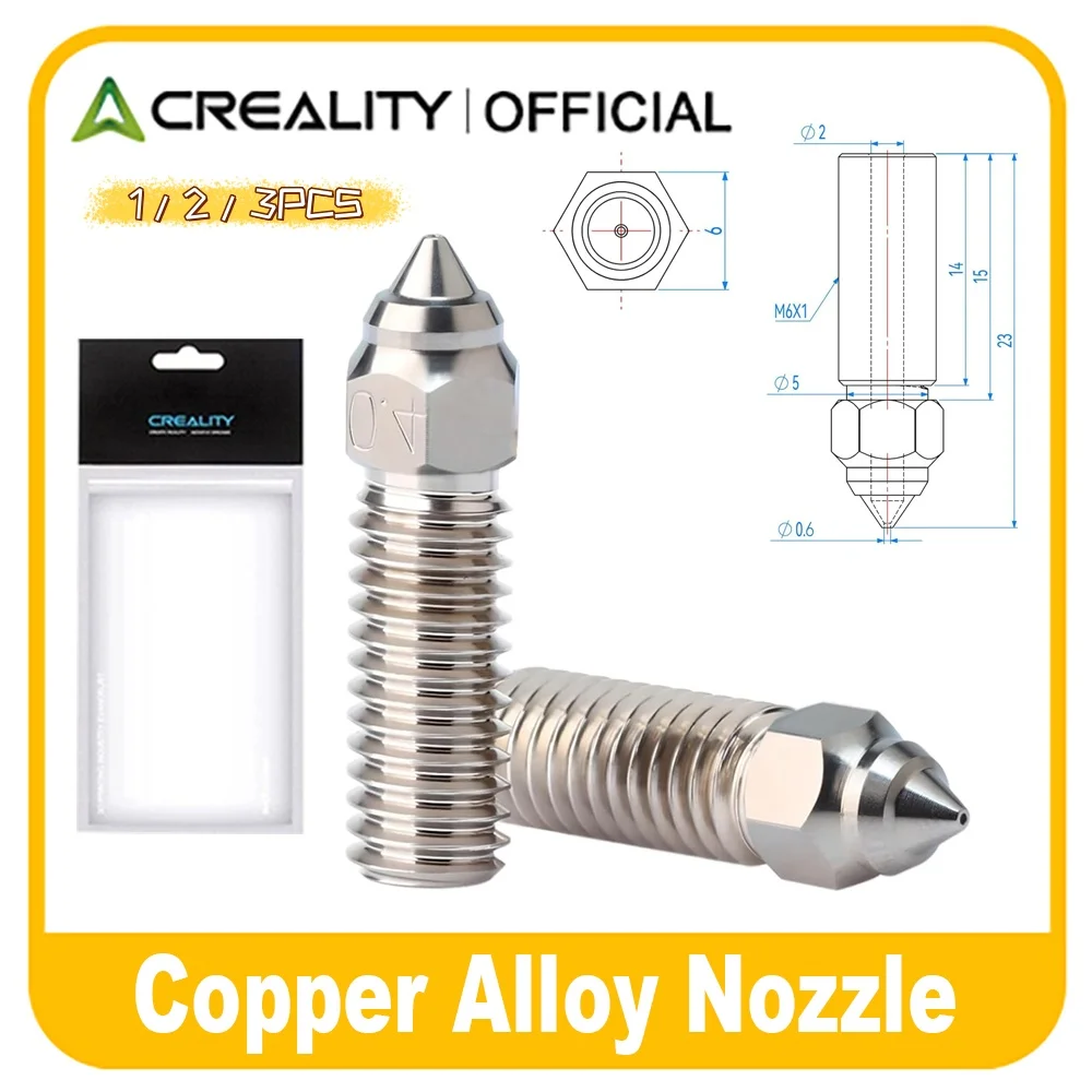 Creality K1 Düse 0,2/0,4/0,6/0,8/1,0/1,2 mm gehärtetes Stahl plattiertes Kupfer Hochtemperatur-verschleißfeste 3D-Druckerteile