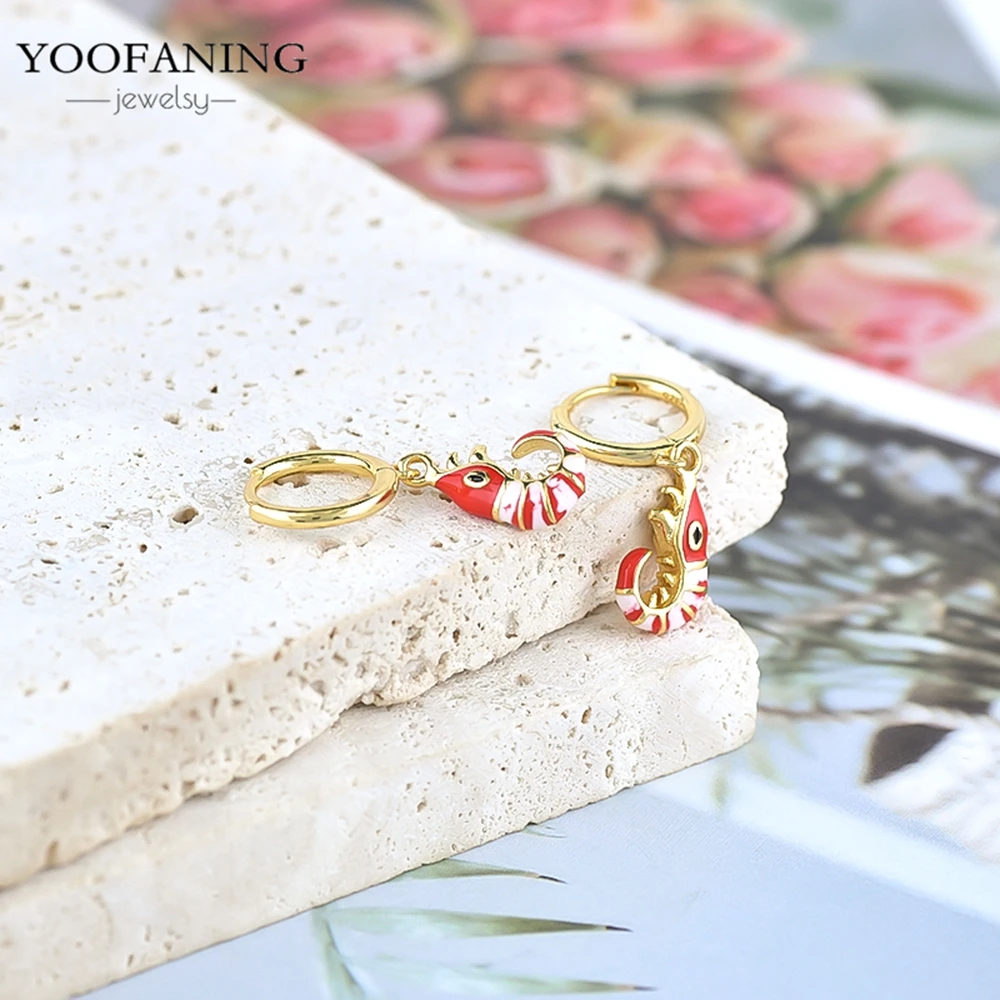 925 Sterling Silver Needle Exquisite Hoop Earrings Red Zircon  Love Strawberry Starfish Red Series Women\'s Earring Jewelry gift