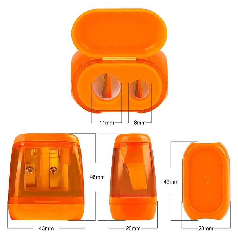 4PCS Dual-Hole Pencil Sharpeners With Lid And Shavings Container Portable Manual Sharpener Set For Colored Pencils