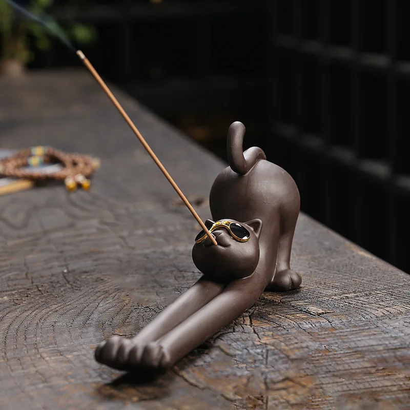 Cross-Border Purple Clay Animal Creative Frog Rabbit Kangaroo Kitten Lying Burner Holder Incense