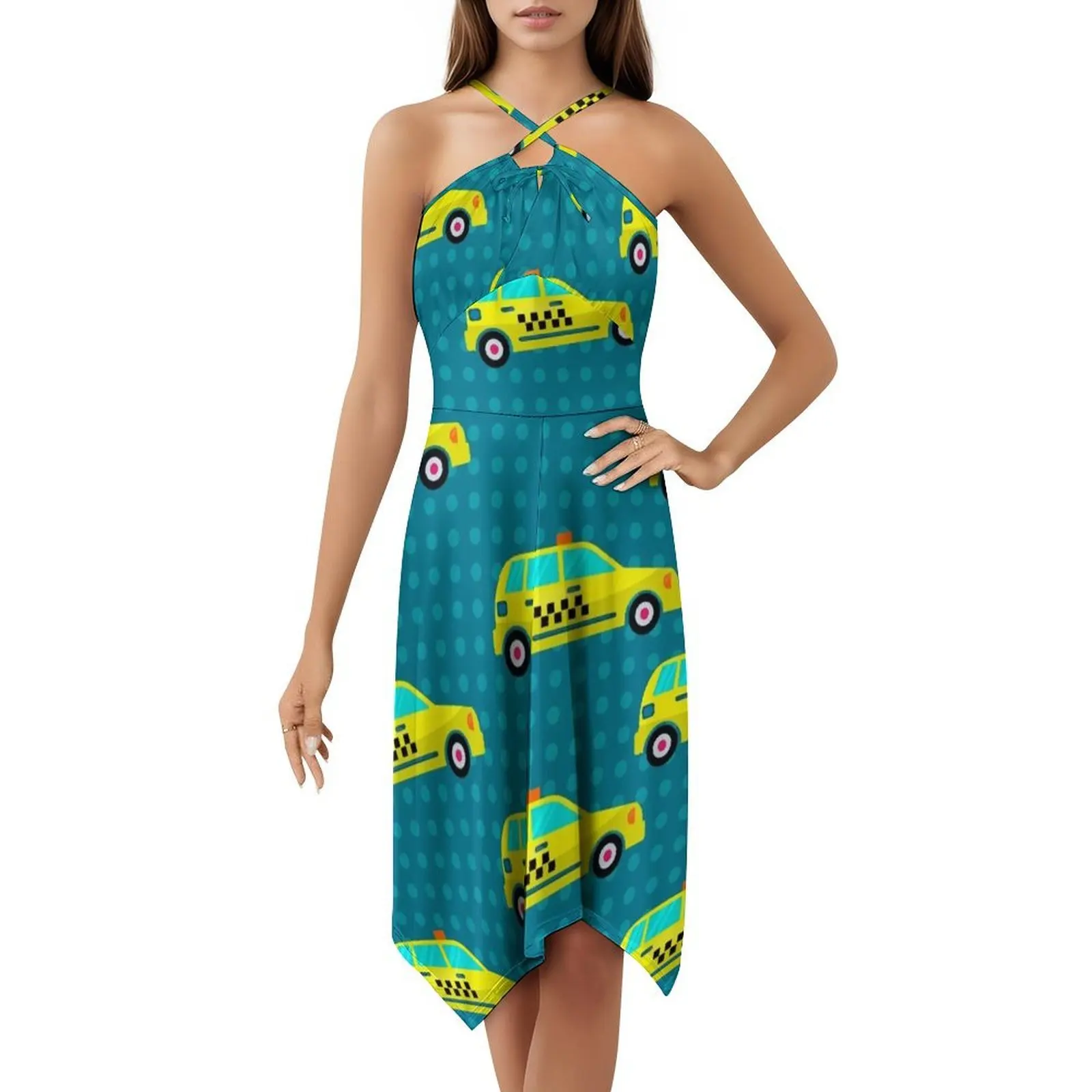 سيارة أجرة سلس نمط بوهو شيك فستان أنيق موضة شاطئ حفل زفاف ثوب السيارات السيارات خلفية خلفية الصبي