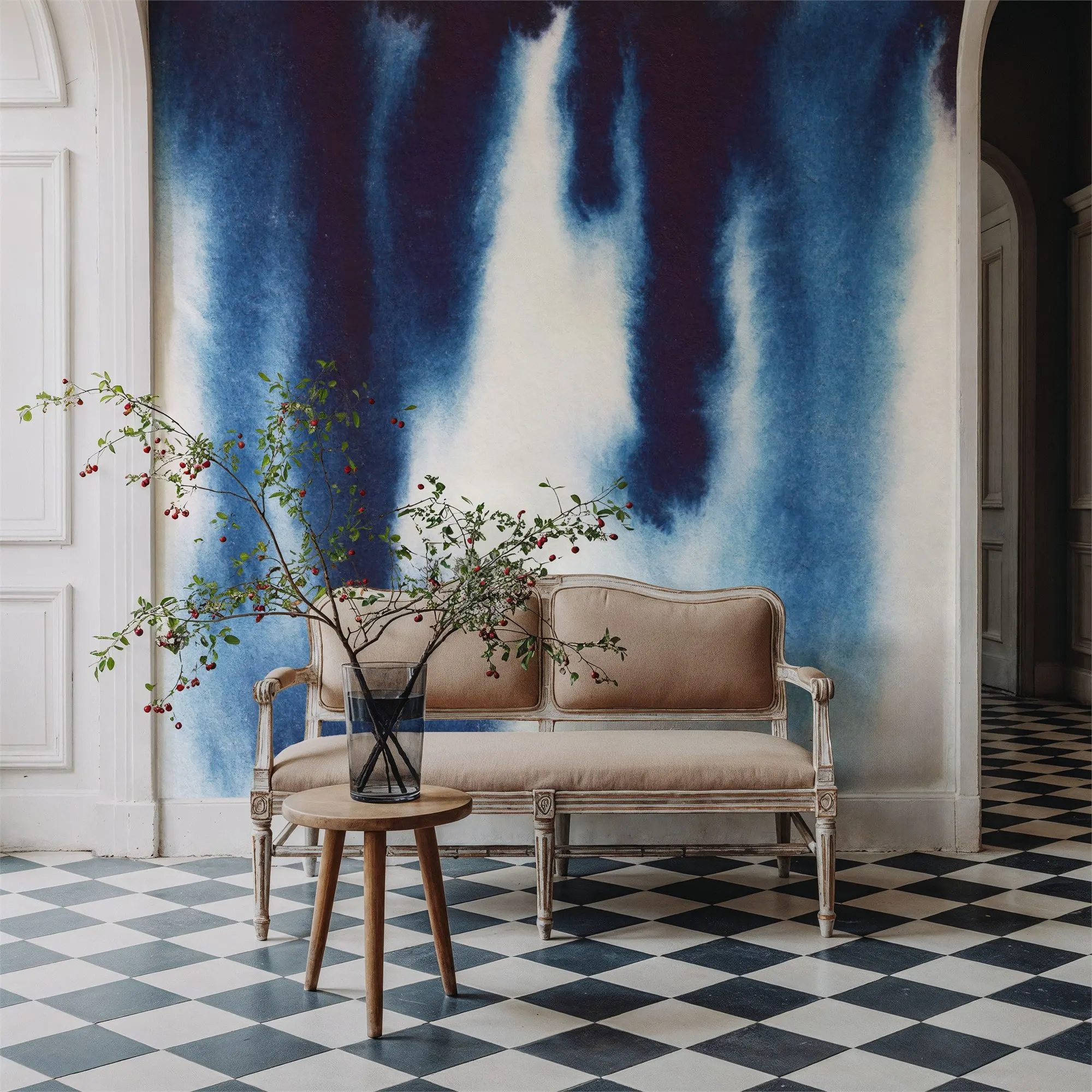 Custom Blue Cascade Wallpaper for Walls Made to Measure Large Wall Mural