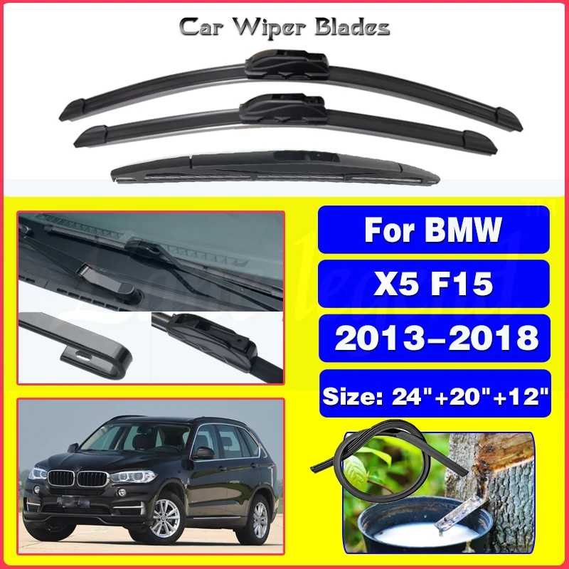 

Wiper Front & Rear Wiper Blades Set For BMW X5 F15 2013 2014 2015 2016 2017 2018 Windshield Windscreen Window 24"20"12"