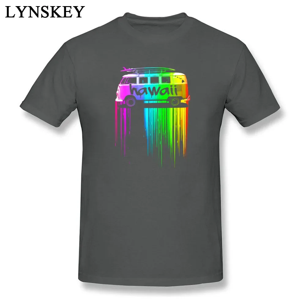 Bus Tshirt Men Hawaii Rainbow Surfer Bus Tee Shirts 3D Colored Digital Picture Hip Hop Travel T Shirt Metal Band Music Tshirt