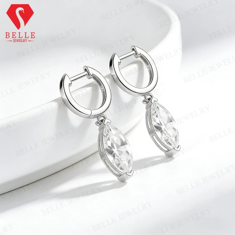 Marquise Stud Earrings Moissanite 5x10mm-6x12mm 2-4CT S925 Gold Plated  D Color With GRA Top Quality For Birthday Party Jewelry