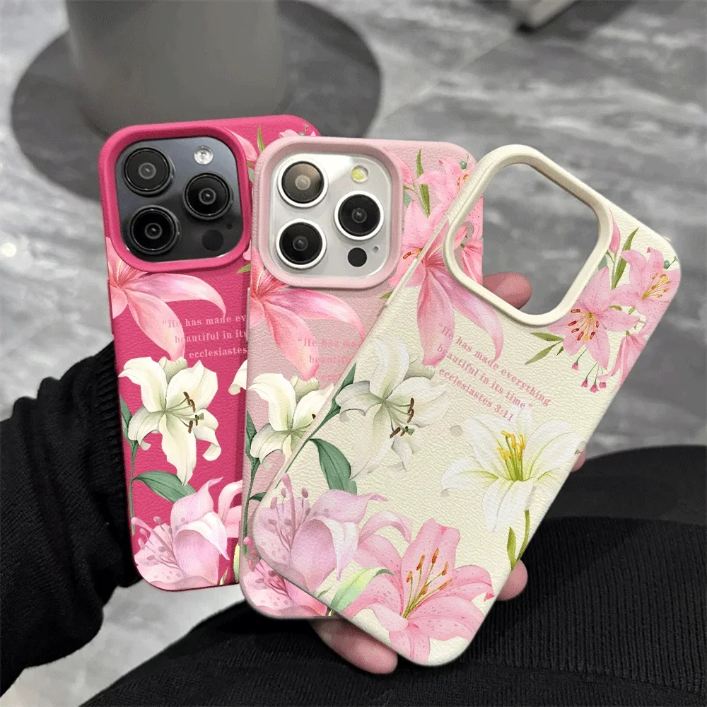 Weiße Lilie Handyhülle für iPhone 17 16 15 14 13 12 11 Pro Max 16 15 14 Plus 17 16 15 14 13 Pro 17Air Silikon Matte Hülle – Detail 4