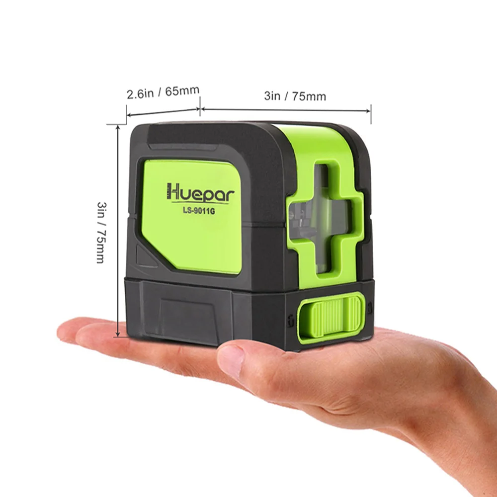 Huepar  2 Lines Laser Level  9011G 3D Cross Line Laser Self-Leveling Horizontal and Vertical Green &Red Beam with Magnetic Base