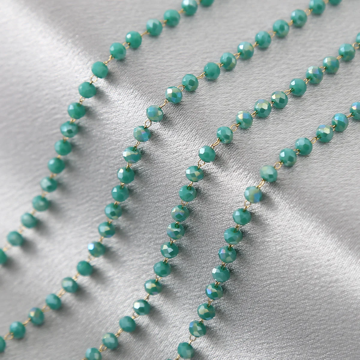 

3Meters Stainless Steel Crystal Beads Necklace Charm Chains for DIY Jewelry Making Findings Crafts Accessories