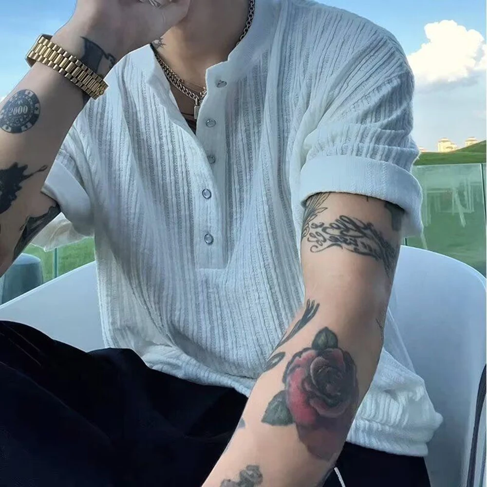 

Новая мужская футболка с коротким рукавом однотонного цвета в американском ретро-стиле, модный тренд, повседневный свободный крой, простой дизайн, лето 2026