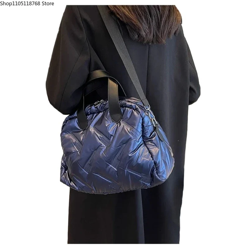 

Зимние классические стильные сумки на плечо для боулинга, популярные модные супер крутые индивидуальные глянцевые нейлоновые сумки через плечо