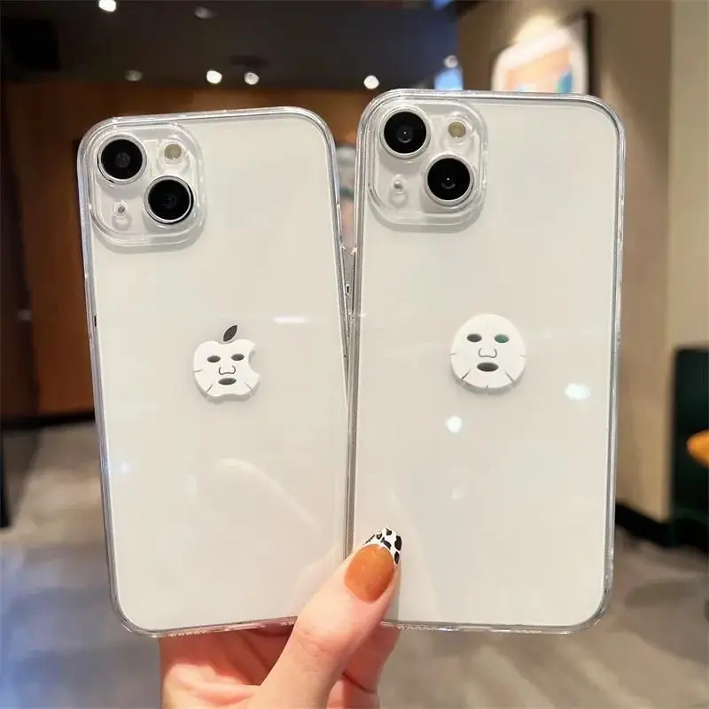 Funny Facial Mask Clear Phone Case For iPhone 17 16 15 14 13 12 11 Pro Max Mini SE 7 8 Plus SE4 17E Air Transparent Covers Funda