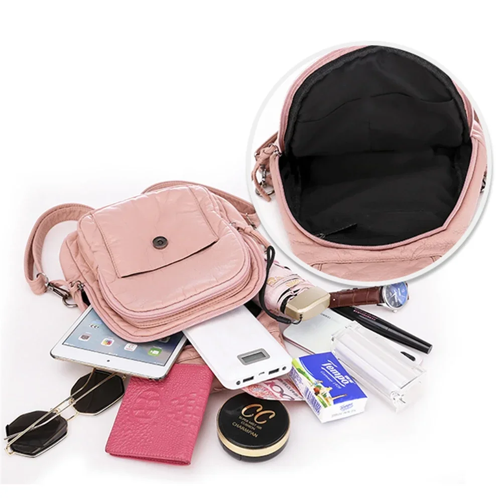 Summer Ladies Washed Leather Backpack 3 In 1 Cute Cat Women Bagpack Small Travel Backpack for Girls Sac A Dos Mochila Feminina