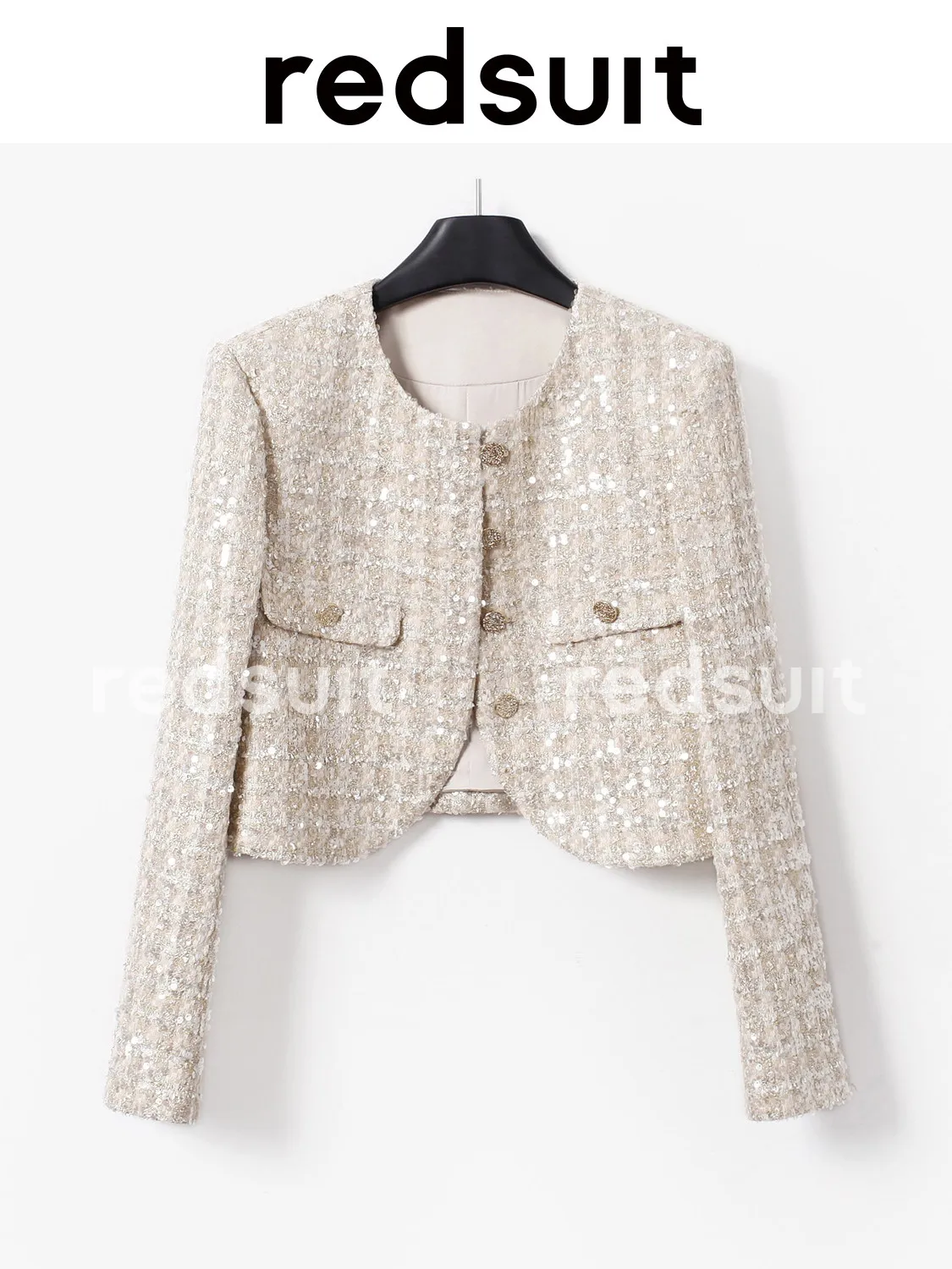 New Sparkling sequins~Heavy duty champagne woven short jacket socialite top Custom Sizes