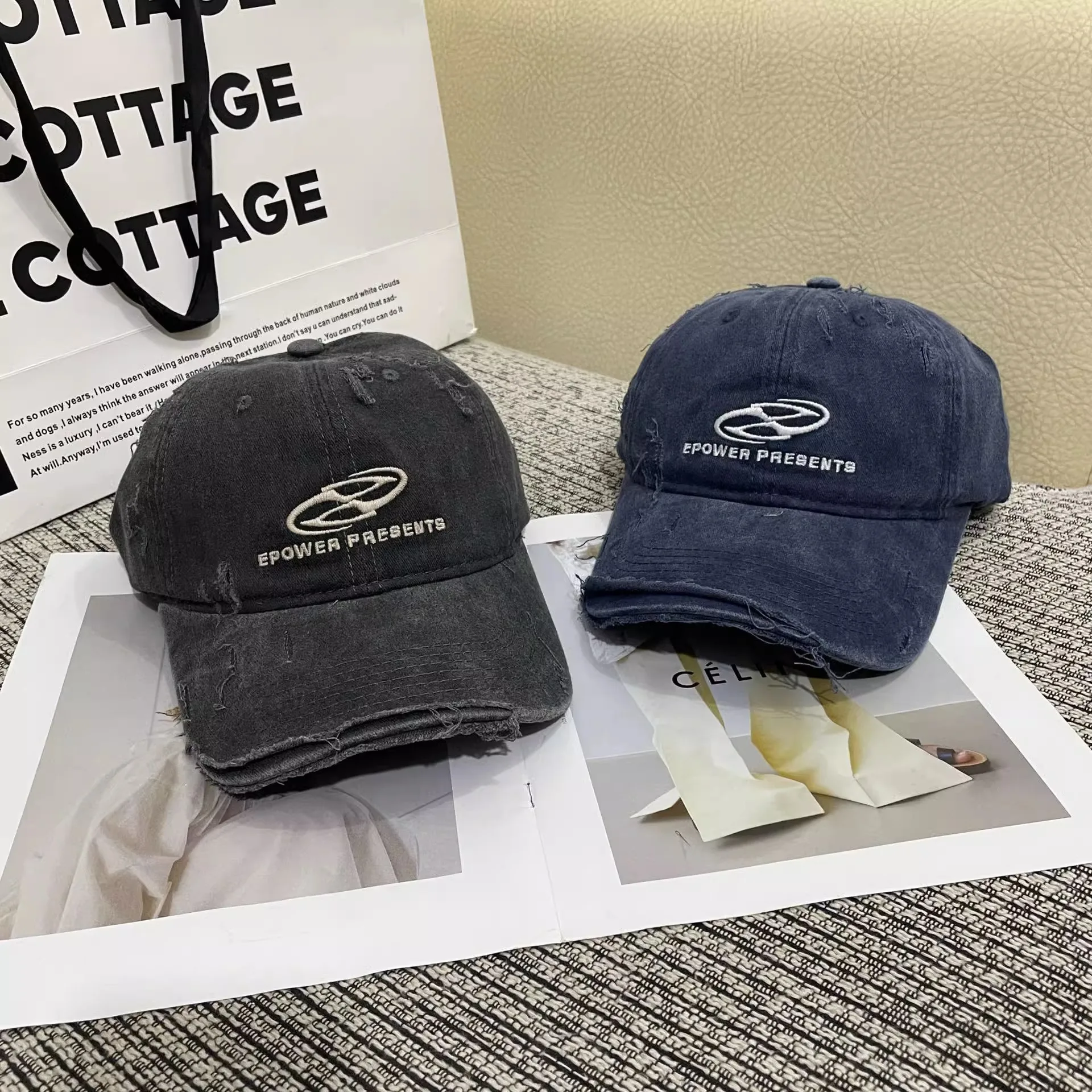 النسخة الكورية من إلكتروني التطريز كسر قديم لينة قبعة بيسبول المرأة المد ظلة واقية من الشمس قبعة الغاز الأجنبية قبعة السفر