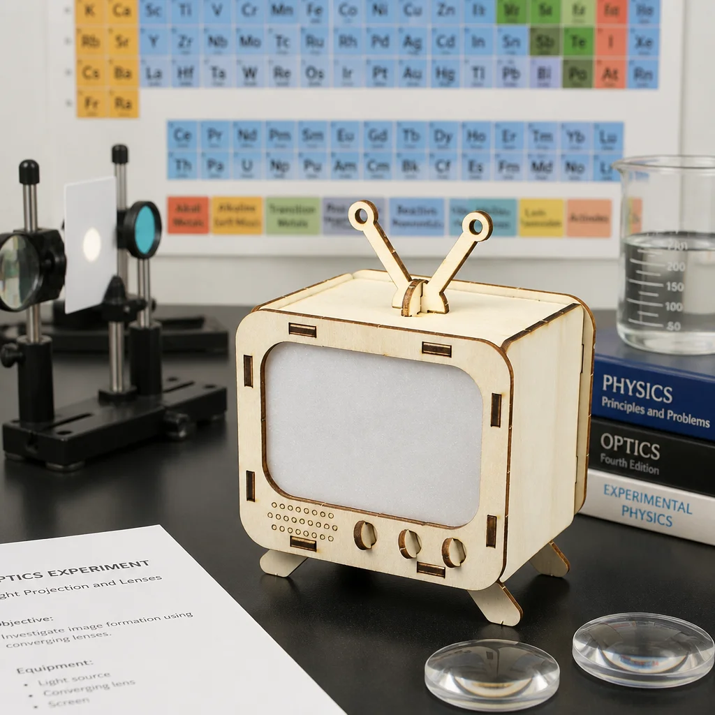 Wooden DIY Projection Mini TV Model STEM Science Kits for Kids Physics Pinhole Imaging Educational Toy School Teaching Aids