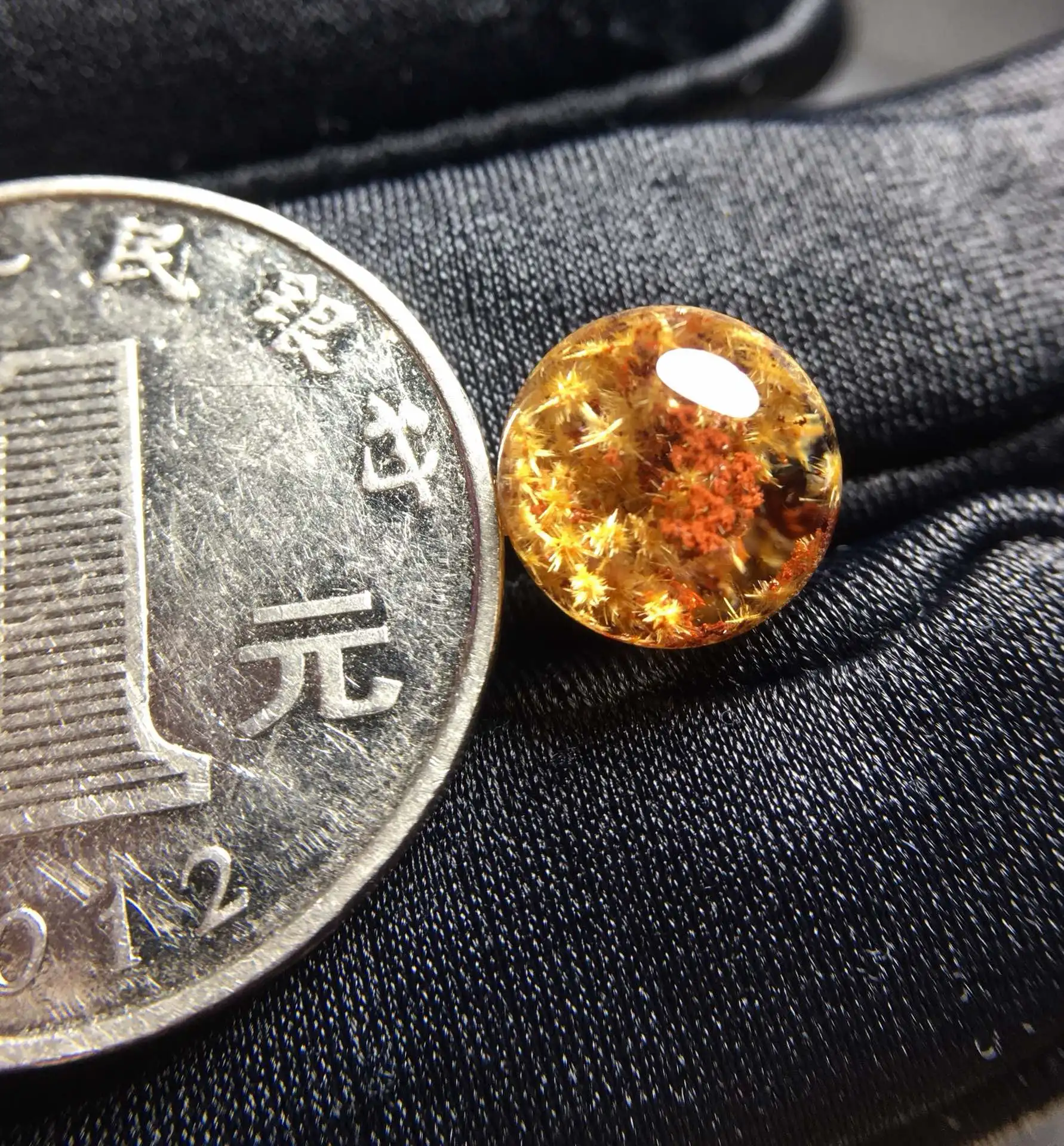 

Natural Gold Rutilated Quartz Pendant Jewelry 9.7mm Round Sphere Flower Men Women Brazil AAAAAAA