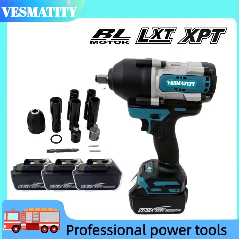 Cordless Electric Impact Wrench High Torque Driver With Socket Set For Automotive & Construction  For 18V-20VBattery