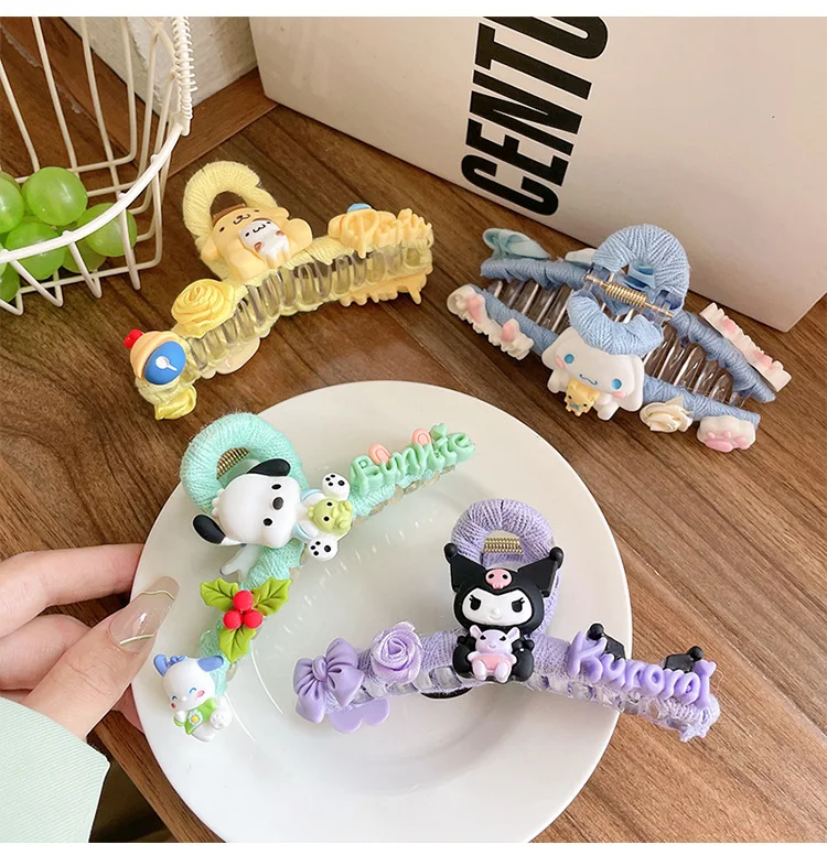 

New Sanrio Girls Hairclip Clamping Cartoon Anime Kuromi My Melody Cinnamoroll Hairpin Little Girl Hairpin Shark Hairpin