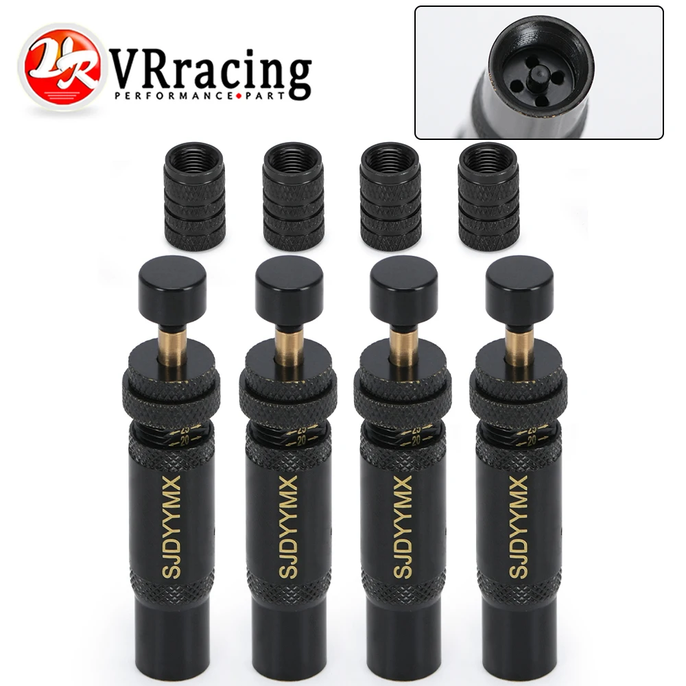 Adjustable Auto-Stop Tire Deflator Valve Kit (10-30 PSI) 4 PCS Screw-on Tyre Air Down Tool for Vehicles Motorcycle Offroad 4x4