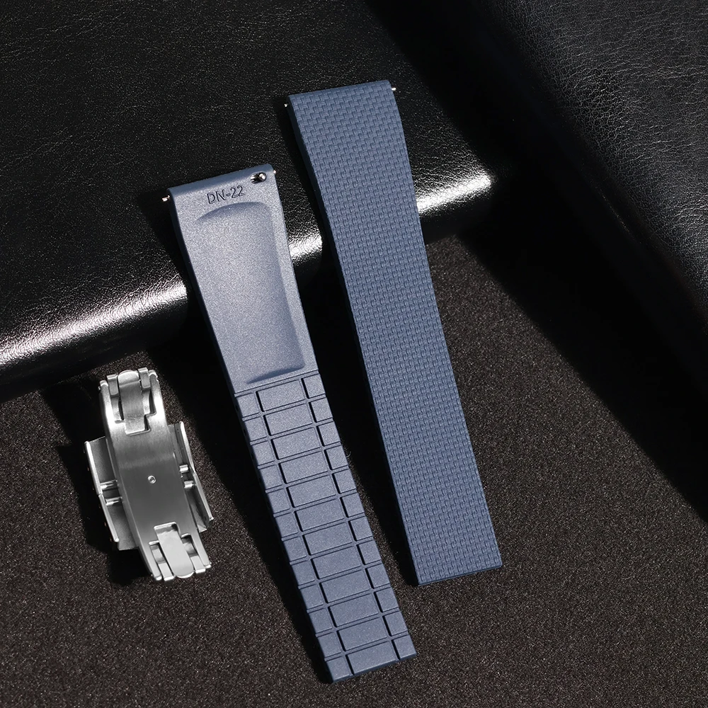 Correas de reloj CTS de goma FKM de liberación rápida, corte a tamaño, 18mm, 19mm, 20mm, 21mm y 22mm, con ajuste para correa Omega Tudor Breitling Cartier