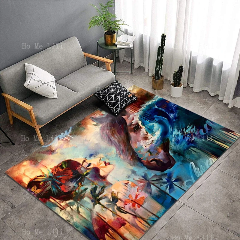 Dimitra Milan Art Animals Figure Bstract Horse And Beauty Lion In My Dream Romantic Watercolor Flannel Floor Rugs By Ho Me Lili