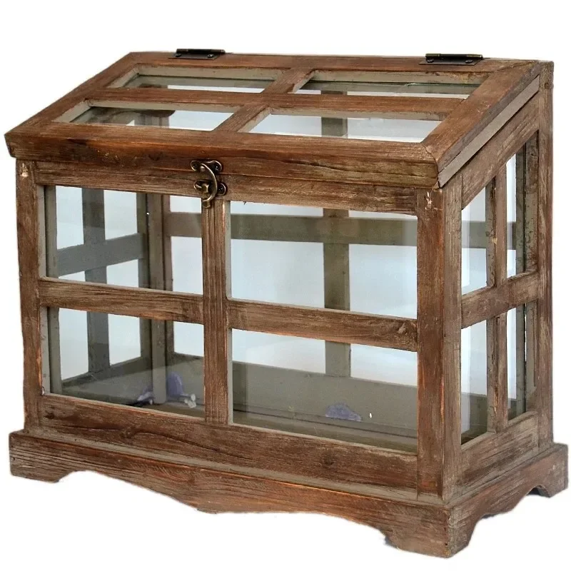 

Home shop window decoration ornaments, French country wood old greenhouse locker display cabinet