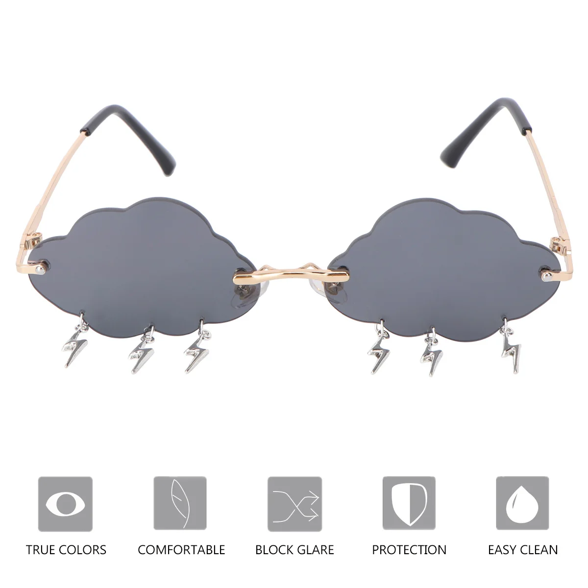 

1Pair Sunglasses Stylish Rimless Cloud Sunglasses for Small Face Party Funny Unique Luxury Fashion Streetwear Shades