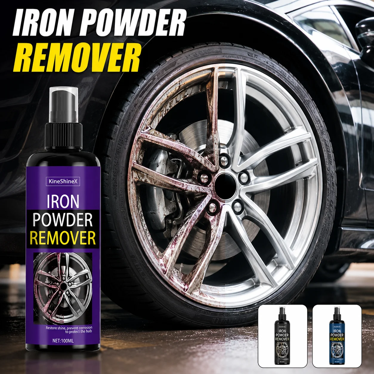 Wheel Hub Cleaning Agent Rust Remover for Car Tires Aluminum Alloy Rims Eliminate Oxidation Iron Powder Stains Professional Auto
