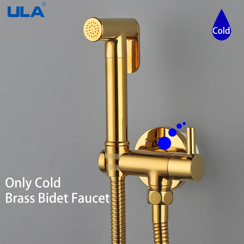 

ULA Single Cold Water Bidet Faucet Brass Gold Tap Portable Bidet Sprayer Shower Set Toilet Shattaf Bidet Hygienic Shower