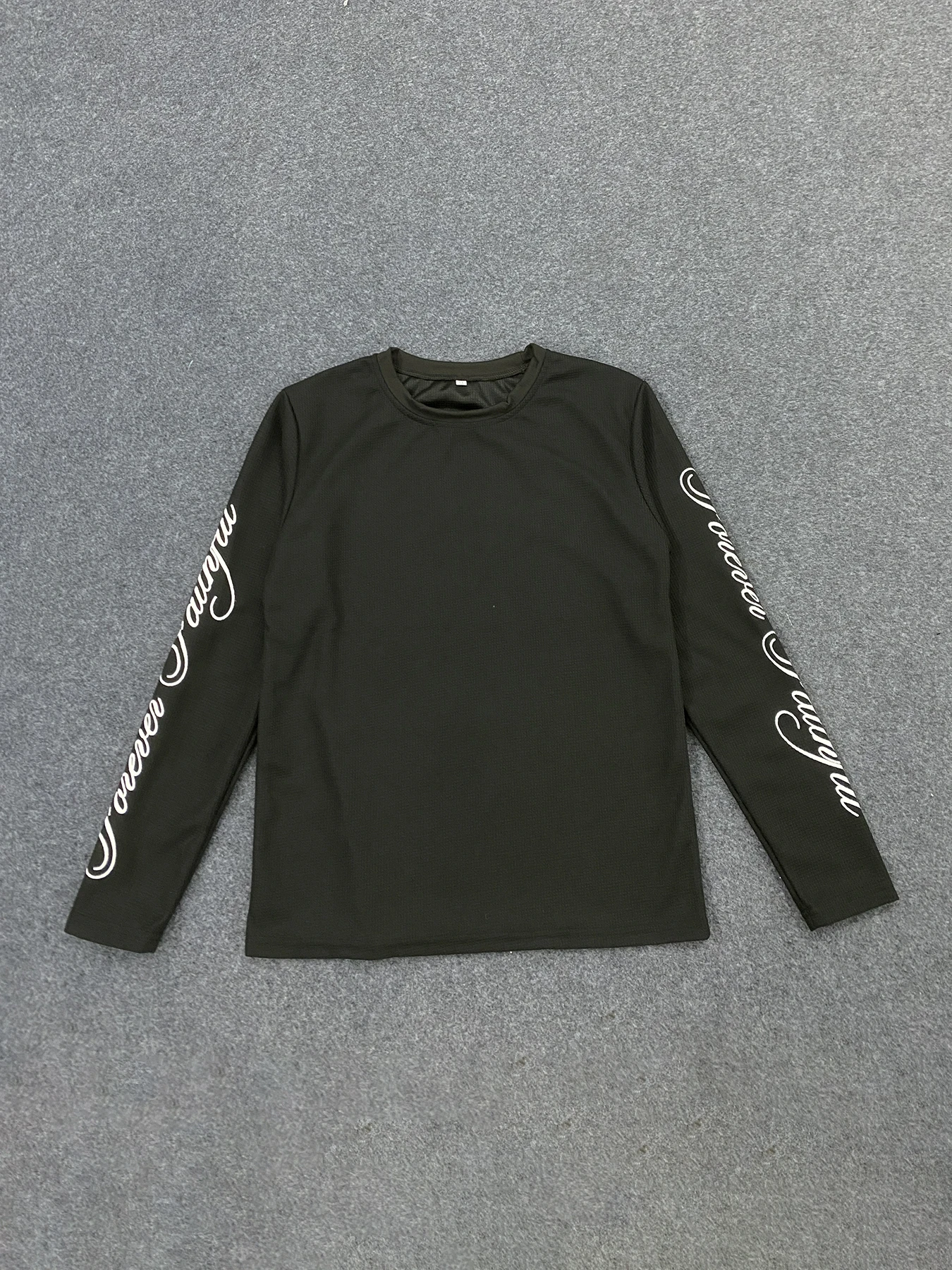 Street Retro Trend Loose Double Sleeved English Printed Round Neck Casual Long Sleeved T-Shirt image 4