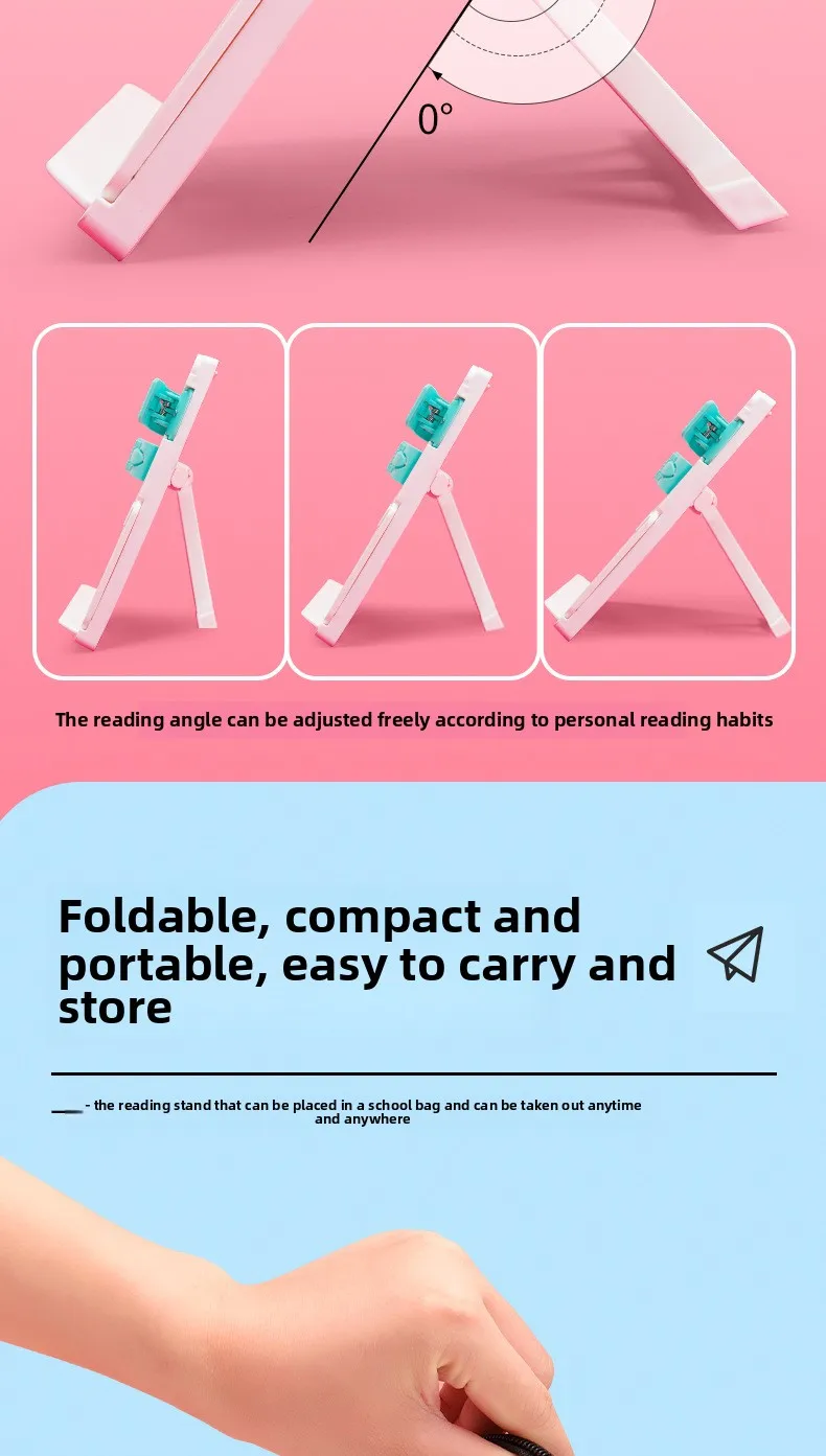 حامل قراءة بلوري، رف كتب قابل للطي، حامل قراءة محمول، حامل كتب سطح المكتب