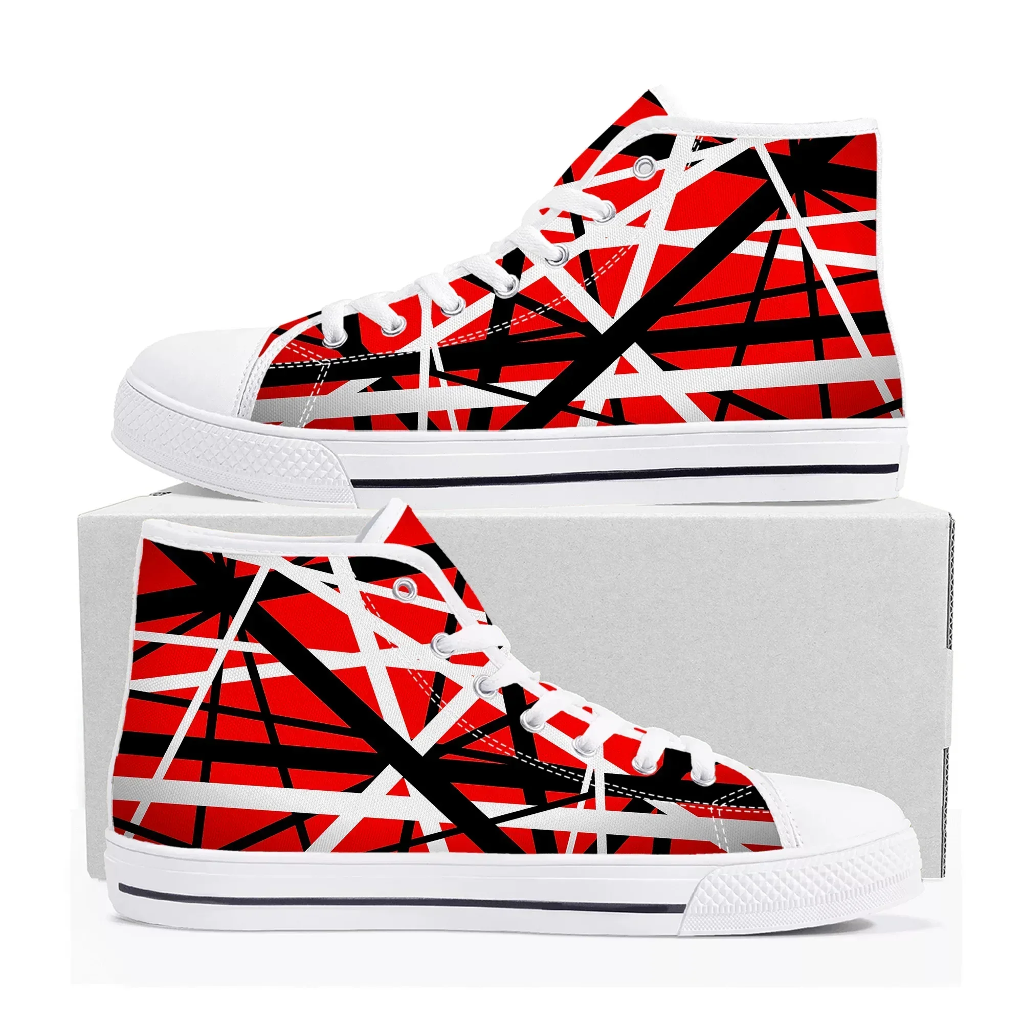 

Van Evh 5150 Stripes Halen High Top Sneakers Men Women Teenager High Quality Canvas Sneaker 1984 Casual Couple Shoes Custom Shoe
