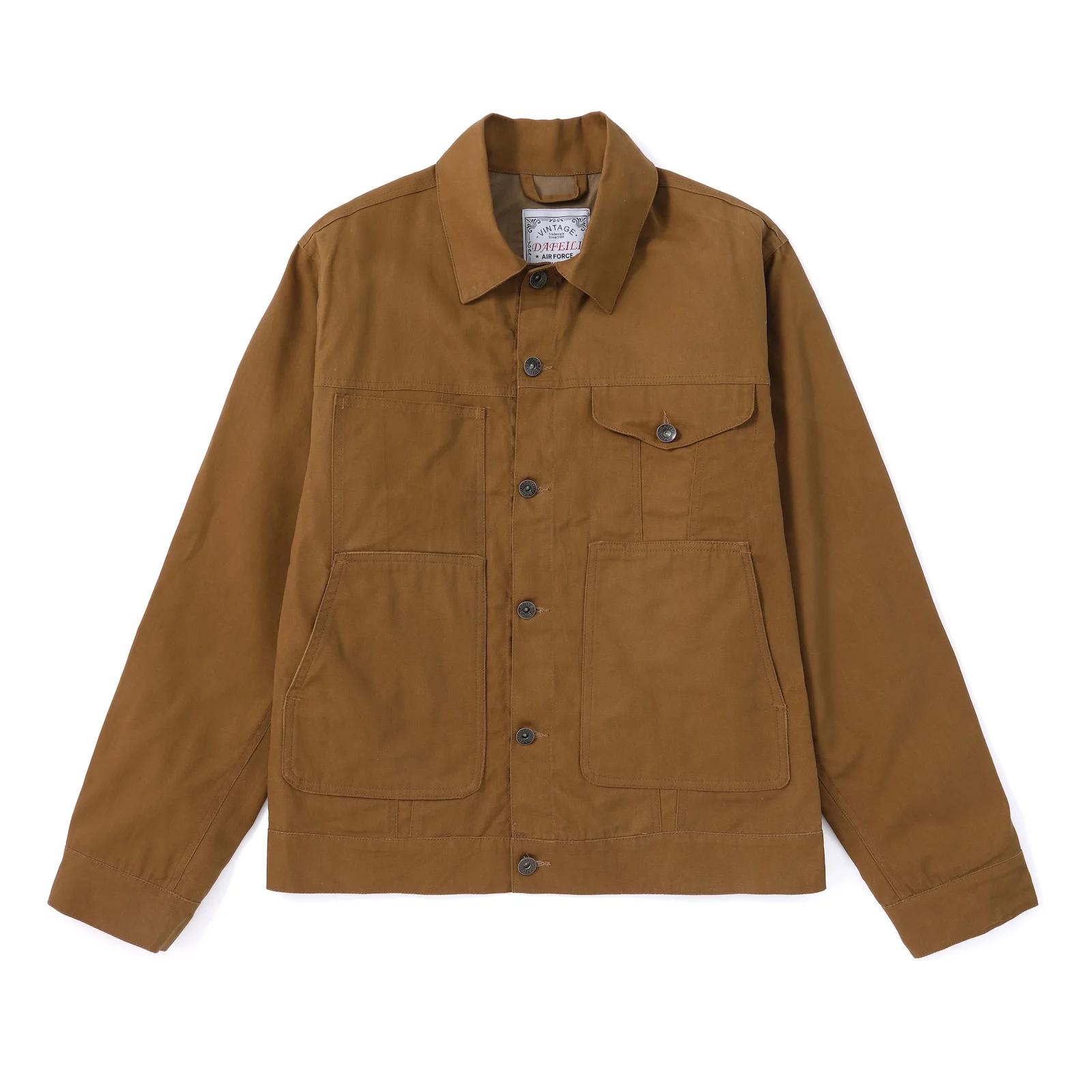 Piel de petróleo de lona encerada, forro corto, tela de estaño de crucero, moda occidental, ropa de trabajo de vaquero, chaqueta de trabajo de gamuza resistente al aceite Mackinaw para hombres