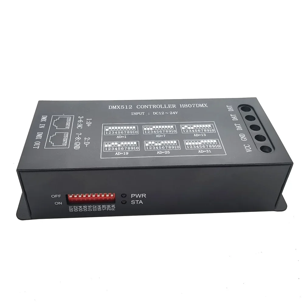 H807 DMX512 Stage Light LED Controller 1024Pixels 13Channels DMX WS2811 WS2812B WS2813 WS2815 Pixels Led Strip Controller