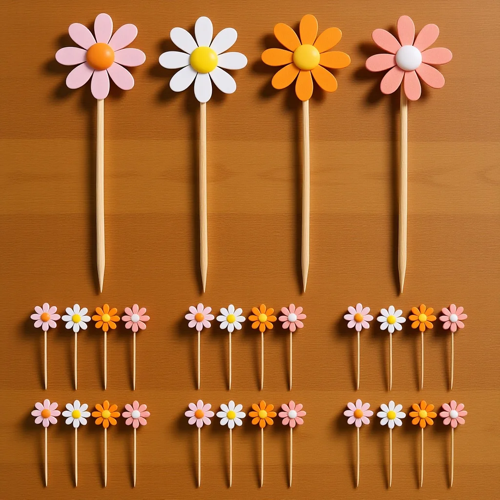 

40Pcs Fake Flowers for Cake Decoration Cupcake Toppers Flower Toothpicks for Party Food Display Spring Floral Dessert Inserts