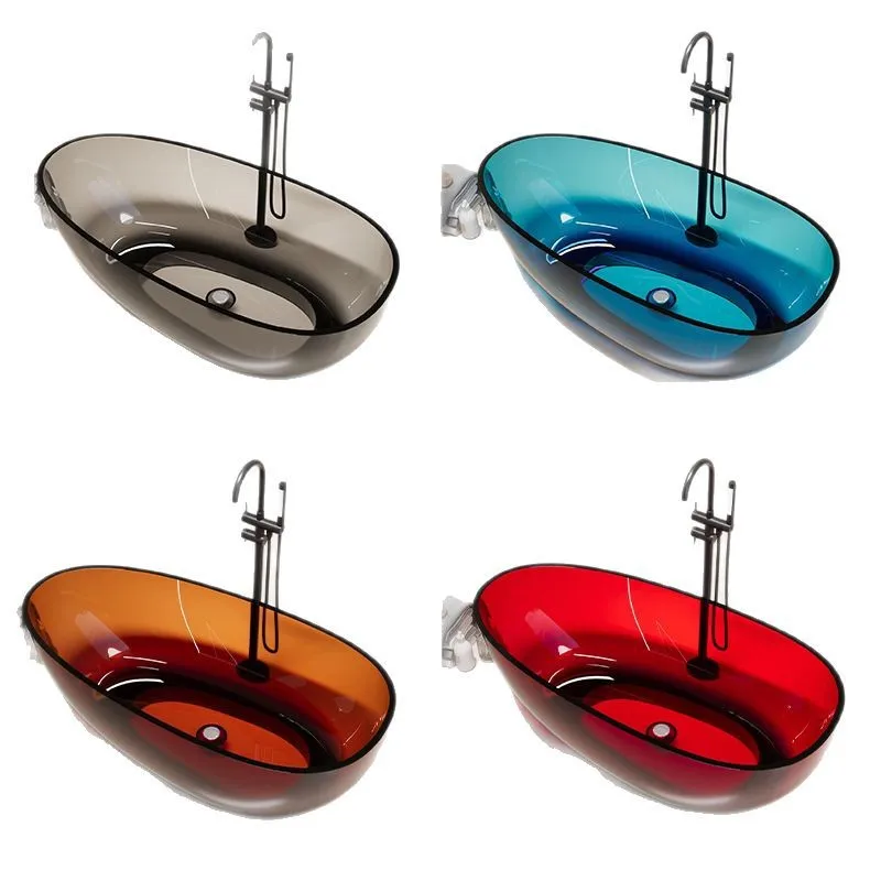 

Light luxury artificial stone crystal bathtub oval bathroom household children's bath adult hotel bathroom integrated shower