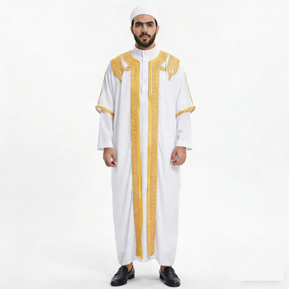 

Мужская мусульманская одежда: джубба, тоба, джеллаба, абайя, кимоно, кафтан, дишдаша, арабская роба. В комплекте шапка. Производство Турция, Саудовская Аравия. Исламская одежда для молитв.
