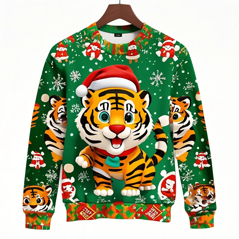 

Cute Tiger Graphic Sweatshirt Kawaii Animal Ugly Christmas Sweater Casual Kids Pullovers Hip Hop Kids Tracksuit Xmas Sweaters