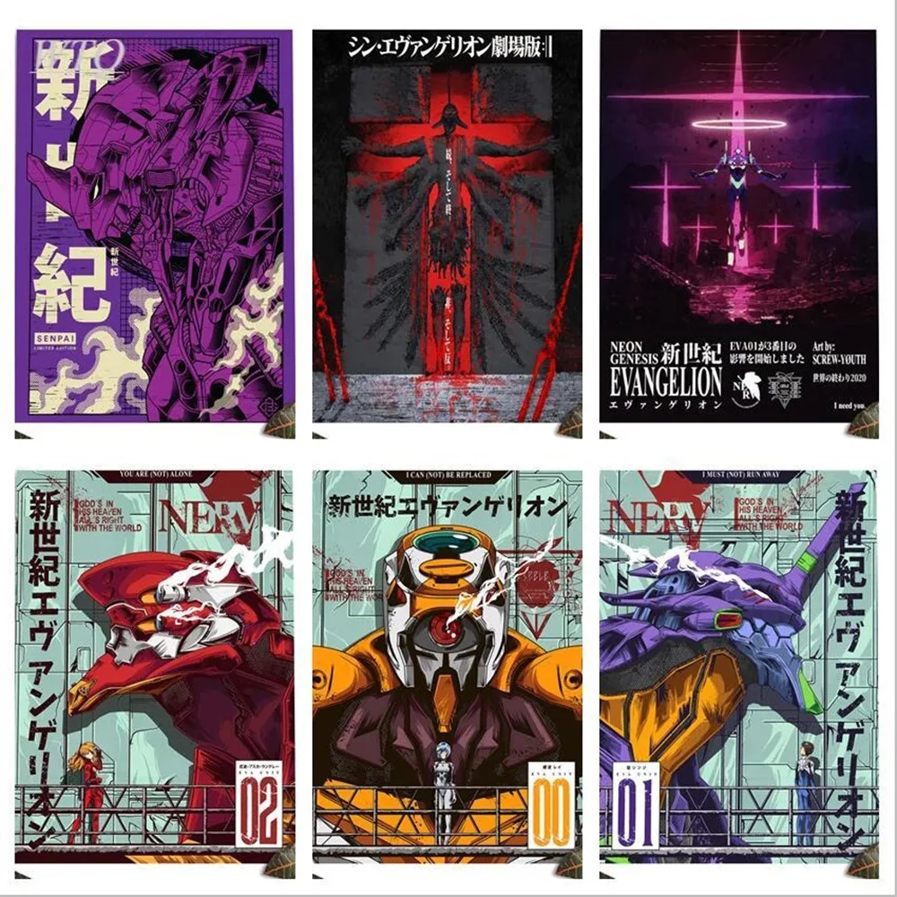 Lienzo autoadhesivo sin marco Neon-century Evangelion EVA Multi-tamaño Opcional No. 1 Máquina No. 0 Máquina Ayaha Rii Ikari Shinji