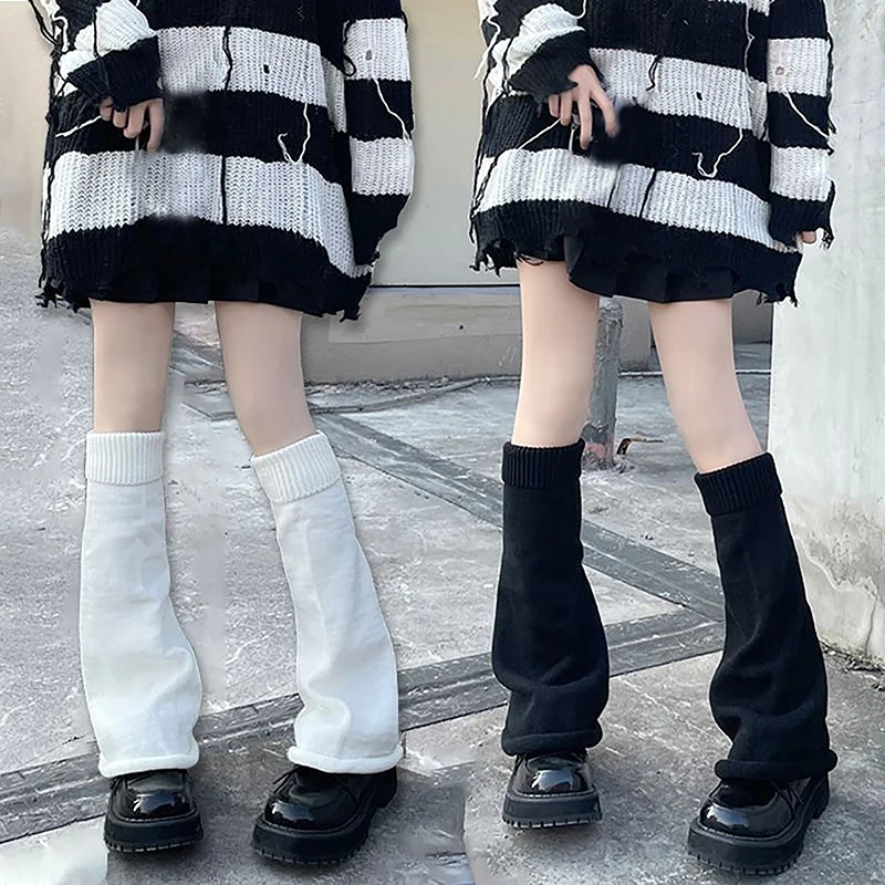 Winter Leg Warmers Wide-legged Socks JK Knee High Socks Long Stacked Socks Gothic Lolita Knit Long Socks Women Legs Warmers