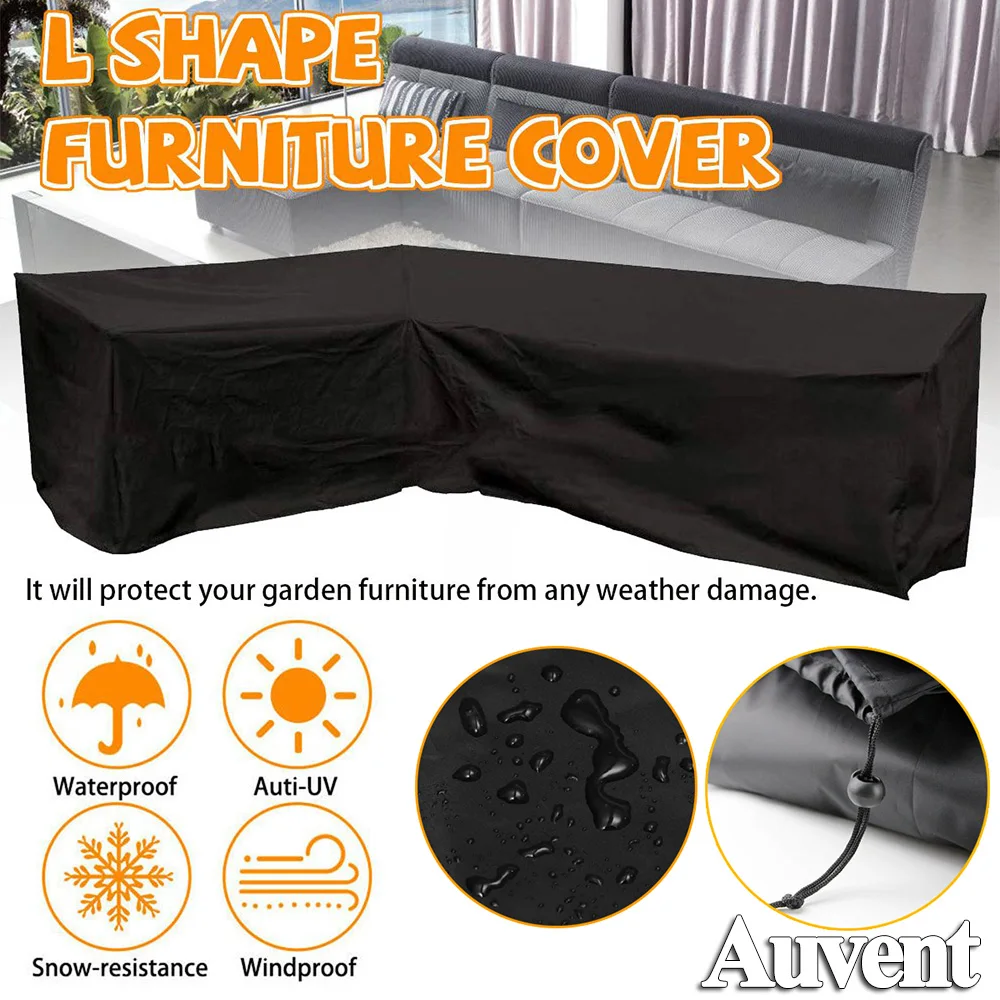 Outdoor Waterproof L Shape Sofa Protective Cover Patio Garden Furniture Cover Dustproof Table Chair Rain Snow Mildew Resistant