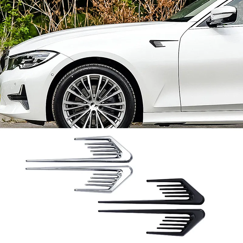 Car Fender Side Tail Mark Car Stickers Metal Simulation Shark Gills Fake Air Vents Bonnet Car Body Decoration Anti-Skid Stickers