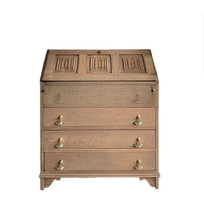 French retro high chest cabinet integrated dresser bedroom bedside storage cabinet American solid wood multi-functional locker