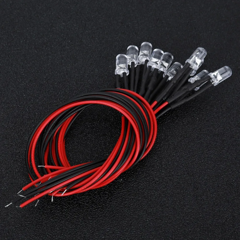 Diode électroluminescente LED 5mm, faible puissance, 12V, multicolore, clignotant rapide, pré-câblé, Diodes électroluminescentes filaires, fabrication de modèles