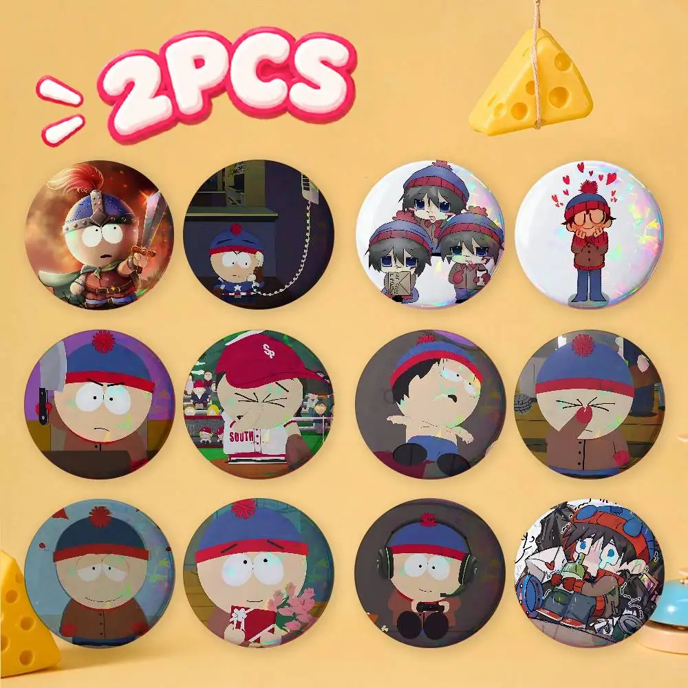 FOR South Park Stan Marsh 2Pcs Custom Round Badge Bundle Kawaii Button Pins Metal Brooch Pin Set for Accessories Collection