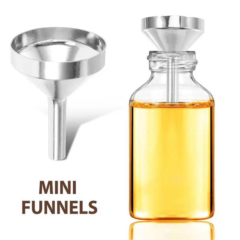 10 pçs/1 conjunto mini funis de aço inoxidável despeje óleo líquido funil perfume dispensando garrafa perfume recarga para acessório cozinha