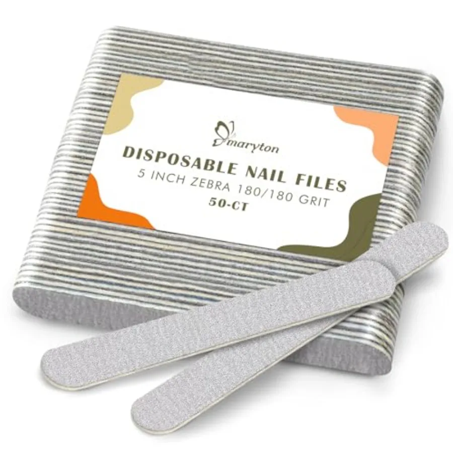 

50Pcs Disposable Nail File, 5 Inch Thin Emery Boards 180/180 Grit Nail Files for Natural Nails, Professional Pedicure Manicure