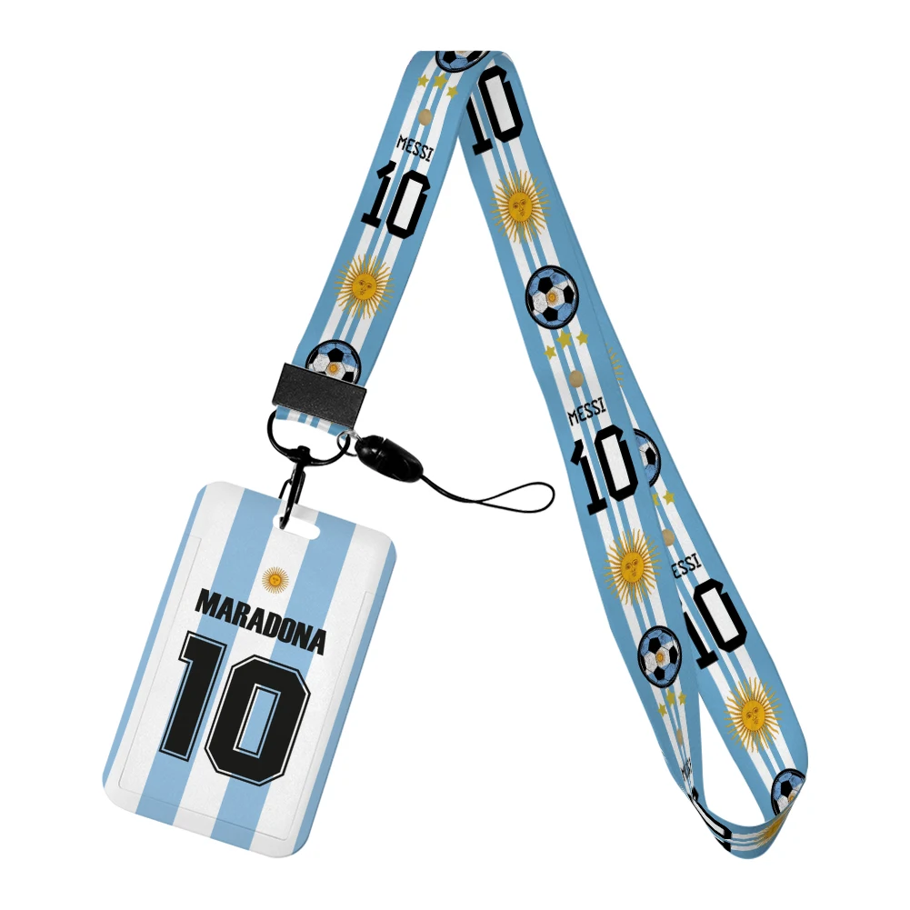 Football Number Sport Team W Card Holder Neck Strap Glitter Acrylic Badge Reel Clip Waterproof Transparent ID Protector Office S