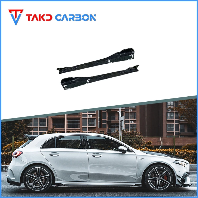 High Quality  3K Twill Carbon Weave Dry Carbon Fiber Side Skirts For Mercedes BENZ AMG A45 W177 2020-2023