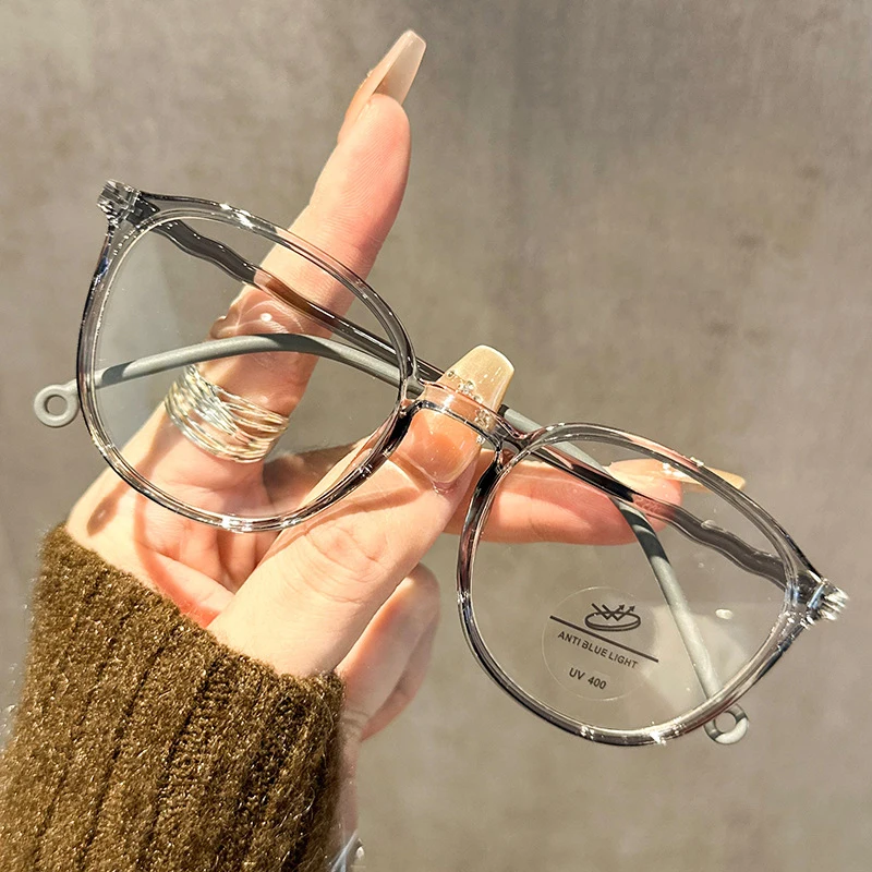 TR90 Fashionable Glasses Frame For Women Without Makeup Blue Light, Square And Round Face, Large Frame Eye Frame 9029